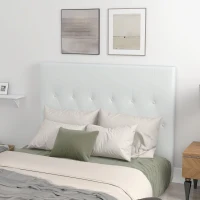 HOMCOM Cabeceira de Cama 160cm Cabeceira de Cama Estofada em Linho e Acolchoada 2 Formas de Uso 160x7x120cm Branco(m-10)