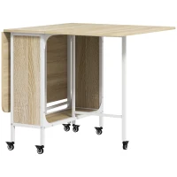 HOMCOM Tavolo da Pranzo Pieghevole per 6 Persone max con Ripiano, in Legno e Metallo, 130x80x74 cm, Bianco e color Legno(m-1)