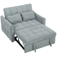 HOMCOM 2 Seater Sofa Bed, 3-in-1 Convertible Sleeper Sofa with Click-clack Adjustable Backrest and 2 Pillows, Grey(m-12)
