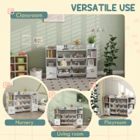 AIYAPLAY Kids Toy Organizers and Storage with 8 Removable Storage Bins and Bookshelf, White(m-6)
