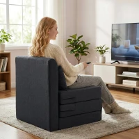 HOMCOM 2-in-1 Schlafsessel Klappbares Sofa-Bett mit Leinenstruktur, Gepolstertes Gästebett Klappstuhl, Dunkelgrau(m-8)