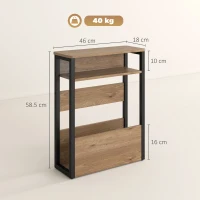 HOMCOM Măsuță Living Stil Industrial cu 2 Rafturi, Lemn și Metal, 46 x 18 x 58,5 cm, Nuc Închis(m-3)