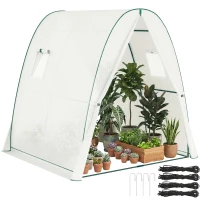 Outsunny Serre de jardin 1,8 x 1,8 x 2 m avec portes enroulables et grandes fenêtres, serre tunnel de jardin, blanc(m-11)