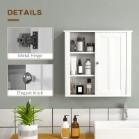 HOMCOM Bathroom Cabinet, Modern Bathroom Wall Cabinet with Adjustable Shelves and Cupboard, 53W x 15D x 51H cm, White(m-7)