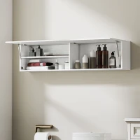 HOMCOM Mobile Bagno a Parete con Anta Ammortizzata, 2 Scomparti e Mensola Regolabile, 120x23x30 cm, Bianco(m-10)