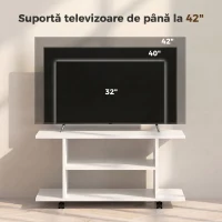 HOMCOM Mobilier Unghiular cu Roți și Rafturi, până la 42", Alb(m-7)
