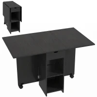HOMCOM Table à Manger Pliante, Table de Cuisine Extensible pour 2 à 4 Personnes, 2 Abattants, 120 x 72 x 75 cm, Noir(m-1)