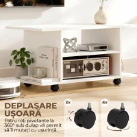 HOMCOM Mobilier Unghiular cu Roți și Rafturi, până la 42", Alb(m-5)