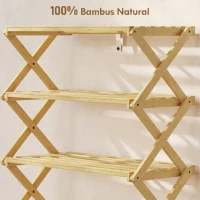 HOMCOM Raft pliabil pentru pantofi, 5 niveluri, gata de utilizare, din bambus, 60x29x88 cm, culoare lemn(m-5)