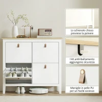 HOMCOM Scarpiera Slim 4 Cassetti per 20 Paia di Scarpe Taglia EU44 e Ripiani Regolabili, 105x24x95.5cm, Bianco(m-7)