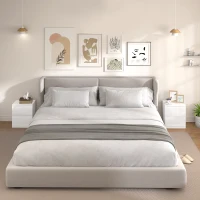 HOMCOM Conjunto de 2 Mesas de Cabeceira Moderna Mesas de Cabeceira com Gavetas para Dormitório 40x34x45 cm Branco Brilhante(m-6)