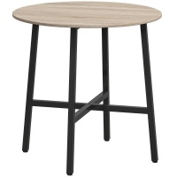 HOMCOM Tavolo da Pranzo Rotondo e Industriale per 2 Persone, in Legno e Acciaio, Ø80x75 cm, Nero e color Legno