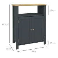 kleankin Mobiletto Bagno a 3 Ripiani in MDF e Truciolato con Ripiano Interno Regolabile, 60x30x80.5 cm(m-3)