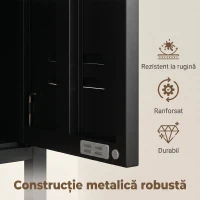 HOMCOM Dulap Metalic cu Rafturi Reglabile, pentru Dormitor, Garaj și Birou, Negru(m-4)