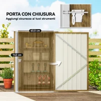 Outsunny Casetta da Giardino Porta Attrezzi in Acciaio Galvanizzato con Porta a Battente, 100x104x160 cm, Marrone Chiaro(m-4)