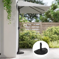 Outsunny Base per Ombrellone Semicircolare da 9 kg in HDPE, Cemento e Metallo con Motivi Floreali, Ø50x32x32 cm, Nero(m-7)