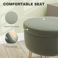 HOMCOM 5L Velvet-Feel Storage Ottoman - Green(m-6)