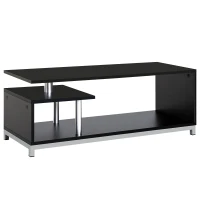 HOMCOM Mobile TV Moderno con Ripiano in Legno, Mobiletto Tavolino Basso da Salotto 114x40x40.5cm, Nero(m-11)