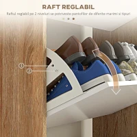 HOMCOM Dulap compact pentru pantofi cu 3 sertare și raft reglabil, potrivit pentru 18-24 perechi de pantofi, 72x24x119cm, alb(m-5)