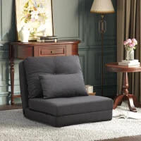 HOMCOM Bodensessel Klappmatratze Schlafmatte, 2-in-1-Design, abnehmbares Kissen, 60 x 80 x 56 cm, Dunkelgrau(m-10)