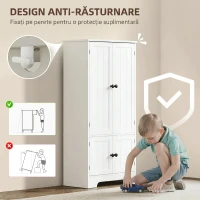 HOMCOM Bufet de bucătărie cu 4 uși, 2 dulapuri și raft reglabil, 58,2x30x123 cm, alb(m-7)