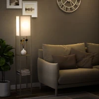 HOMCOM Lampa de Podea cu 3 Polite Integrate Cuplare E27 Putere 40W Stejar(m-11)