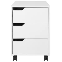 HOMCOM Caisson bureau mobile avec 3 tiroirs, meuble rangement bureau sur roulettes pour documents et imprimante, caisson de rangement compact pour travail ou chambre, 40x50x57,5cm, blanc(m-11)
