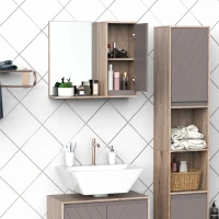 HOMCOM Armadietto Pensile per il Bagno Grigio e Rovere, 57 x 14.2 x 49.2cm(m-8)