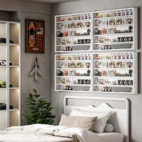 HOMCOM Vitrine murale pour objets de collection 4 étagère réglables en hauteur et 2 portes coulissantes 80 x 9,5 x 60 cm blanc(m-2)