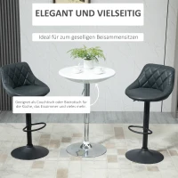 HOMCOM bartafel moderne eettafel bureau hoogte instellen metaal ABS-lak wit Ø 61 x 76-97 cm(m-4)