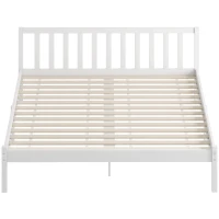 HOMCOM Cadre de lit en bois massif 160x200cm lit simple avec tête de lit et sommier à lattes solide pour enfants adultes(m-12)