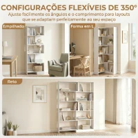 HOMCOM Estante Expansível 5 Níveis Estante para Livros Giratória 350° Largura Ajustável Convertível em L Reta ou Compacta 111,5x23,8x163,7 cm Branco(m-4)