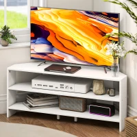 HOMCOM Mobil TV de colț pentru 47" max cu 2 rafturi deschise, din lemn, 110x36x45 cm, alb(m-11)