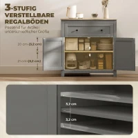 HOMCOM Bufet de bucătărie cu sertar și dulap cu raft reglabil, din lemn, 78.5x35x80 cm, Multicolor(m-5)