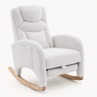 Teddy Schommelstoel met Voetensteun Comfortabele Voedings en Relaxfauteuil met Hoge Rugleuning Wit(m-1)