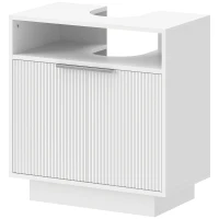 HOMCOM Móvel para Lavatório Pousar com 2 Portas Canaladas para Lavatório com ou sem Pedestal  60x33x63 cm Branco(m-11)