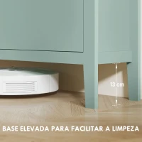 HOMCOM Sapateiro Estreito com 4 Compartimentos e Puxadores de Couro PU para Corredor e Hall 105x24x95,5 cm Verde Claro(m-6)