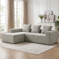 HOMCOM Canapea de Colț cu 3 Locuri, Fără Cadru, pentru Living, Gri Deschis(m-2)