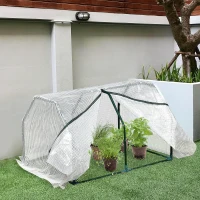 Outsunny Mini  Greenhouse Grow House PVC Cover Steel Frame White 99L x 71W x 60H cm(m-2)
