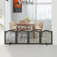 PawHut Absperrgitter Hund Freistehendes Schutzgitter mit Füßen, Klappbar Hundegitter, 4 Paneelen, 208 x 29,5 x 61 cm, Schwarz(m-8)