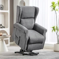 HOMCOM Power Lift Recliner Armchair, Electric Lift Chair for Elderly, Fabric Riser and Reclining Chair with Remote Control, Side Pockets, Extended Footrest, for Living Room, Charcoal Grey(m-10)