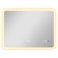 HOMCOM Espelho de Casa de Banho com Luz LED 80x60 cm Bluetooth 3 Cores de Luz Relógio Digital Função Antiembaciamento Função de Memória Prata(m-1)