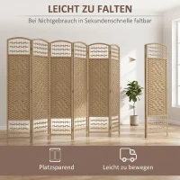 HOMCOM Paravent 6-teilig 240 x 170 cm Faltbar Raumteiler Trennwand aus Wellenfaser Trennwand für Wohnzimmer(m-4)
