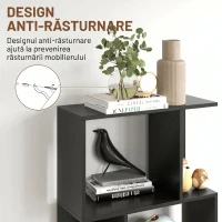 HOMCOM Bibliotecă mobilă modernă cu 5 rafturi din lemn, design modern, 60x24x184,5 cm, negru(m-6)