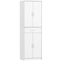 HOMCOM Küchenschrank, 3-stufig verstellbare Regale, Spanplatten, MDF, viel Stauraum, Weiß(m-1)