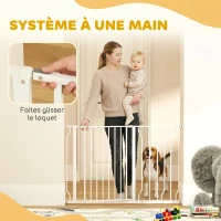 PawHut Barrière de sécurité barrière pour animal domestique longueur réglable dim. 75-115L x 76H cm blanc(m-5)