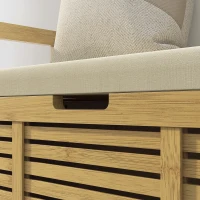 HOMCOM Schoenenrek met opbergruimte, Schoenenbank, zachte zitting, Bamboe, 100x40x60 cm(m-9)