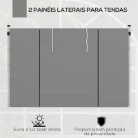Outsunny 2 Paredes Laterais para Tenda 300x200 cm com Janela Enrolável e Porta com Fecho para Tendas 3x3 m ou 3x6 m Cinzento(m-4)