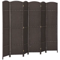 HOMCOM 6-teiliger Raumtrenner, Faltbarer Sichtschutz, Sichtschutzwand für Wohnzimmer, Schlafzimmer, Homeoffice, Braun(m-12)