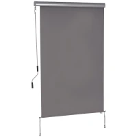 Outsunny Tenda Avvolgibile Parasole con Manovella, Installazione a Muro o Soffitto, 120x200cm, Grigio(m-1)